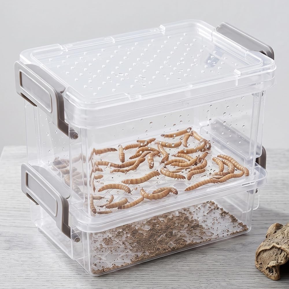 Two-Layer Mealworm Breeding Box Frass Separator Rearing Container