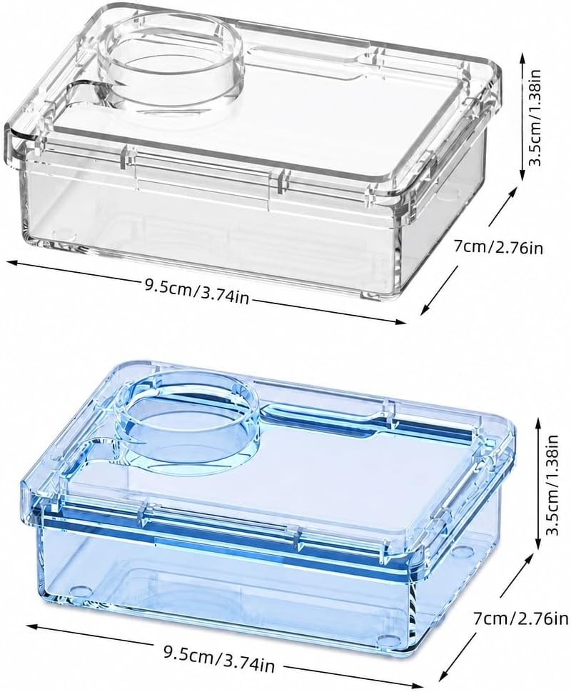 2-Pack Medium Reptile Escape-Proof Feeder Bowls, Clear + Transparent Blue