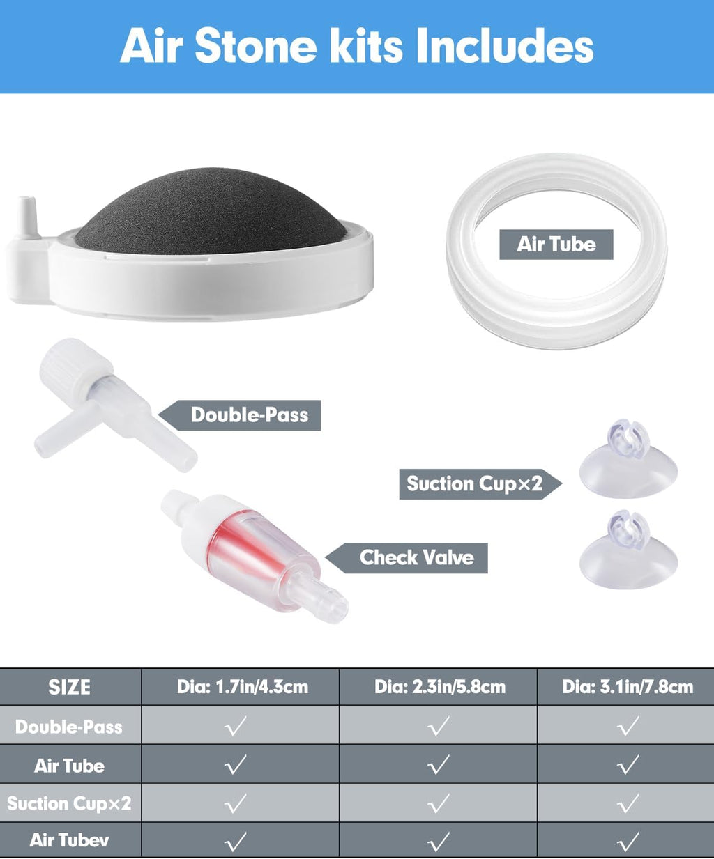 Fish Tank Bubbler Aquarium Air Stones, 4 Inch Nano Super-High Dissolved Oxygen Diffuser Makes Super Tiny Bubble Aerator for Fish Tank Air Pump Hydroponics