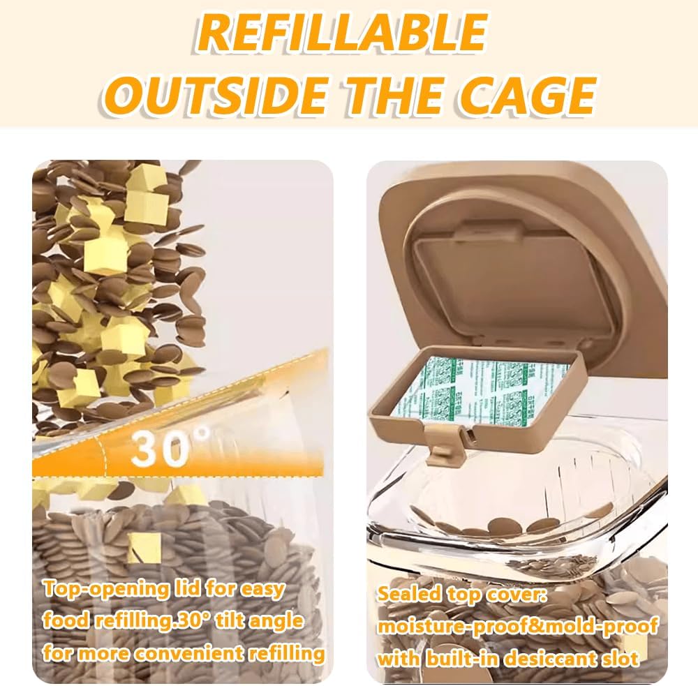 2-Pack Cage-Style Large Capacity Hanging Automatic Pet Feeder & Water Dispenser 50oz/1500ml,for Cages 0.98" Max Inner,1.77"-2.56" Outer,for Small/Medium Dogs, Cats, Rabbits & Guinea Pigs