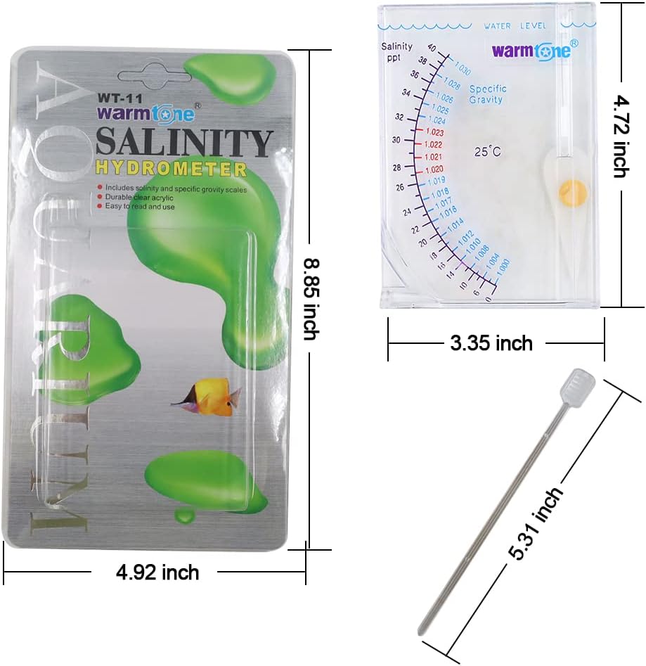 Abnaok Salinity Tester, Sea Specific Gravity Test for Fish Tank Pond Water Saltwater Freshwater, Accurate Automatic Hydrometer
