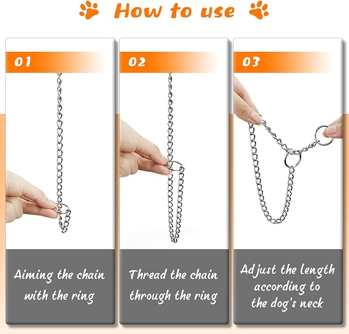 TagME Chain Choke Collar for Dogs, Adjustable Weather Proof Necklace for Small - Image 5