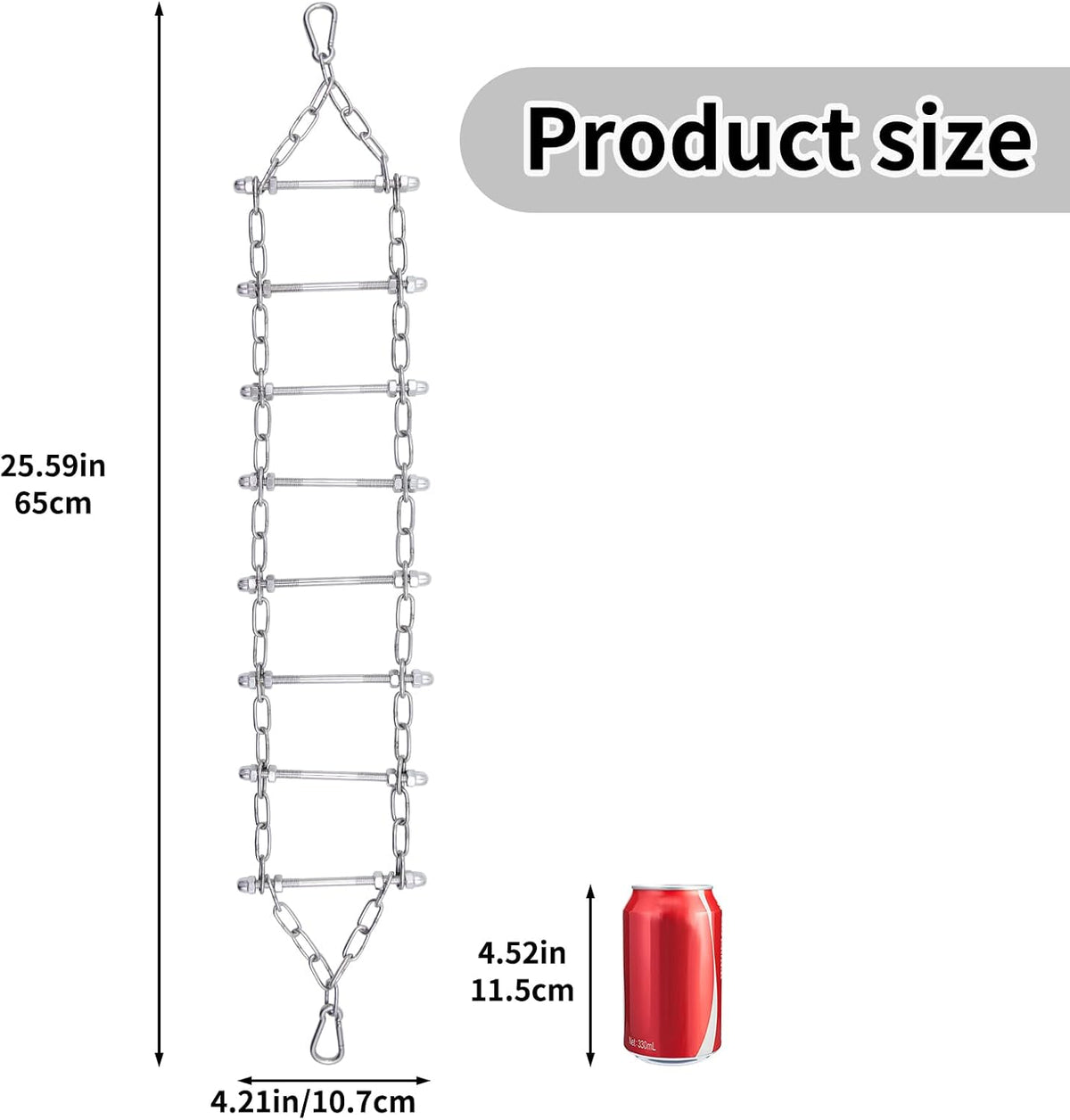 Bird Ladder Bridge, Stainless Steel Hanging Exercise Toy,Cockatiel Toys for Inside Cage, Rustproof & Bite-Proof Metal Ladder for Macaws, Cockatoos, Parakeet, Cockatiel