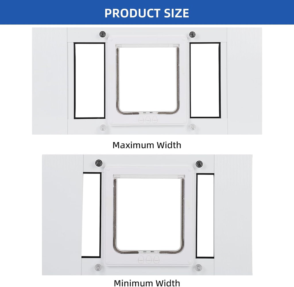 Full-Size Cat Door for Window Weatherproof Fits 24"-28" Width Windows