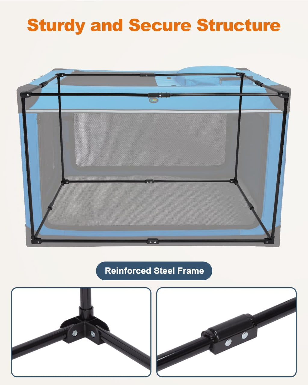 Ownpets Collapsible Travel Dog Crate for Large Dogs, 48x31x31 inches, Blue
