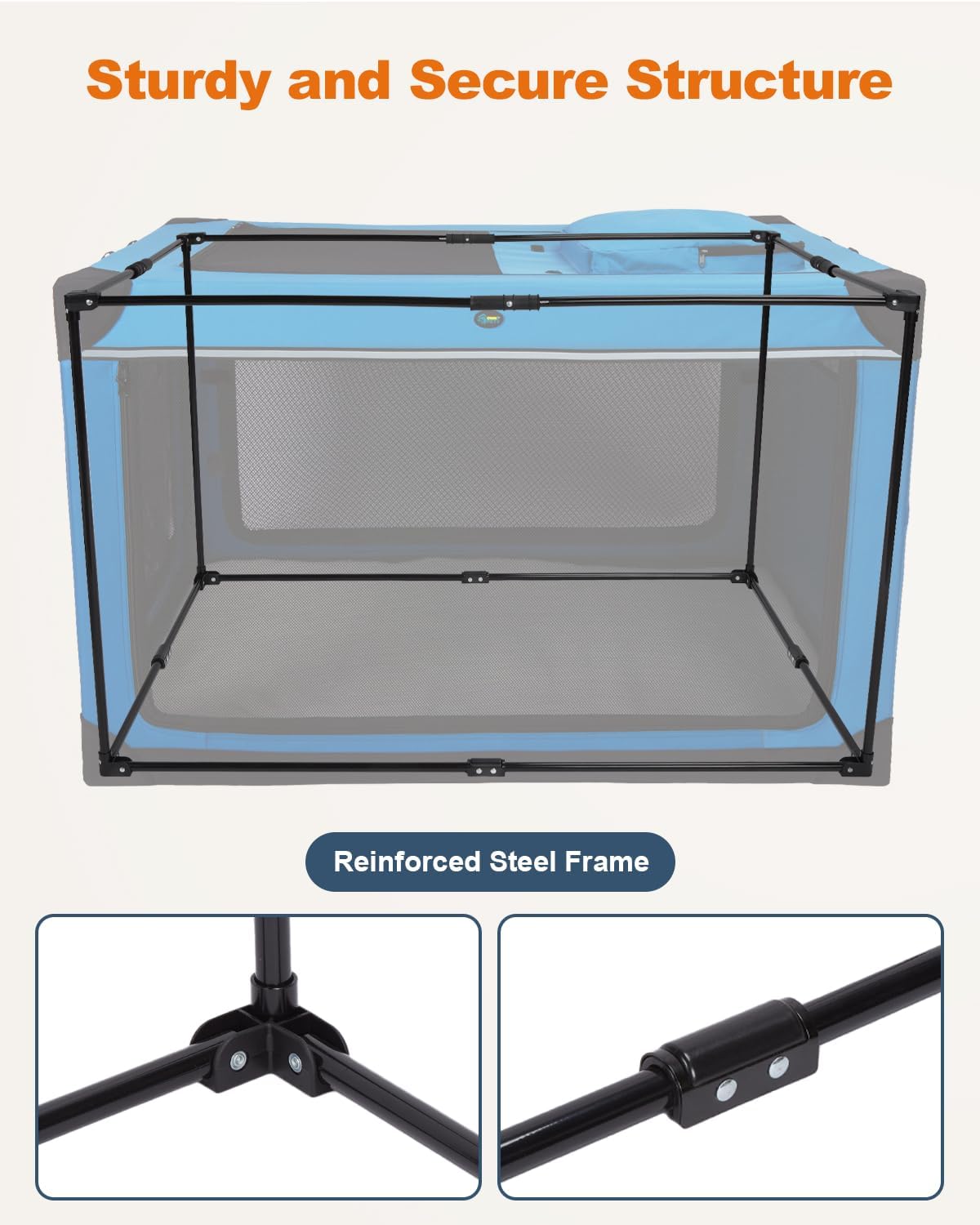 Ownpets Collapsible Travel Dog Crate for Large Dogs, 48x31x31 inches, Blue