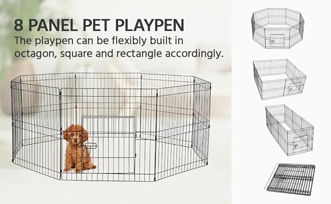 Yaheetech 24 inch Black Metal Pet Playpen 16 Panel Foldable Playpen - Image 6