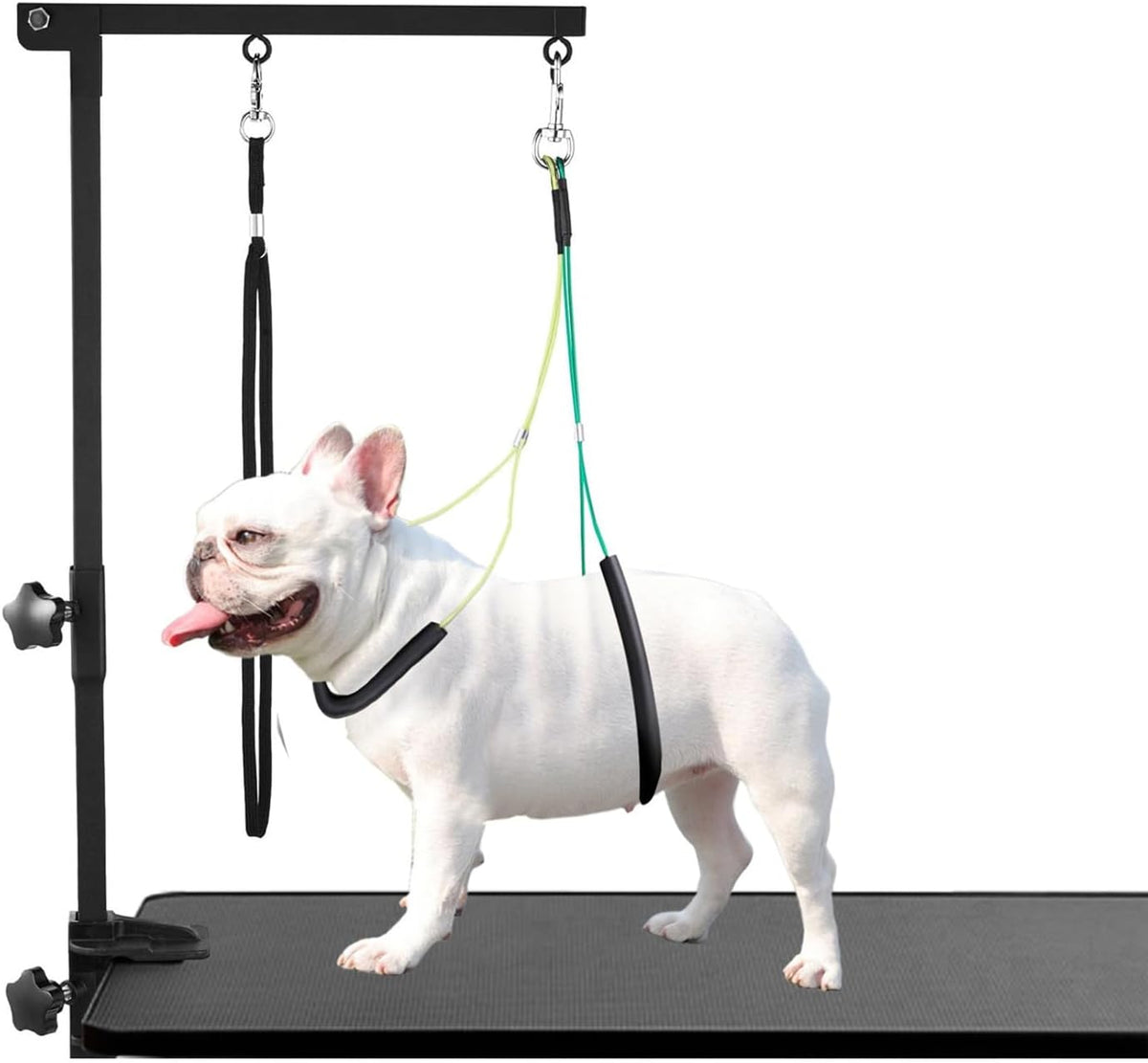 Dog Grooming Table Arm with Metal Clamp,35" Adjustable Portable Arm for Table with 1 Loop Noose & Two No Sit Haunch Holder,Grooming Restraint for Small Medium Pets
