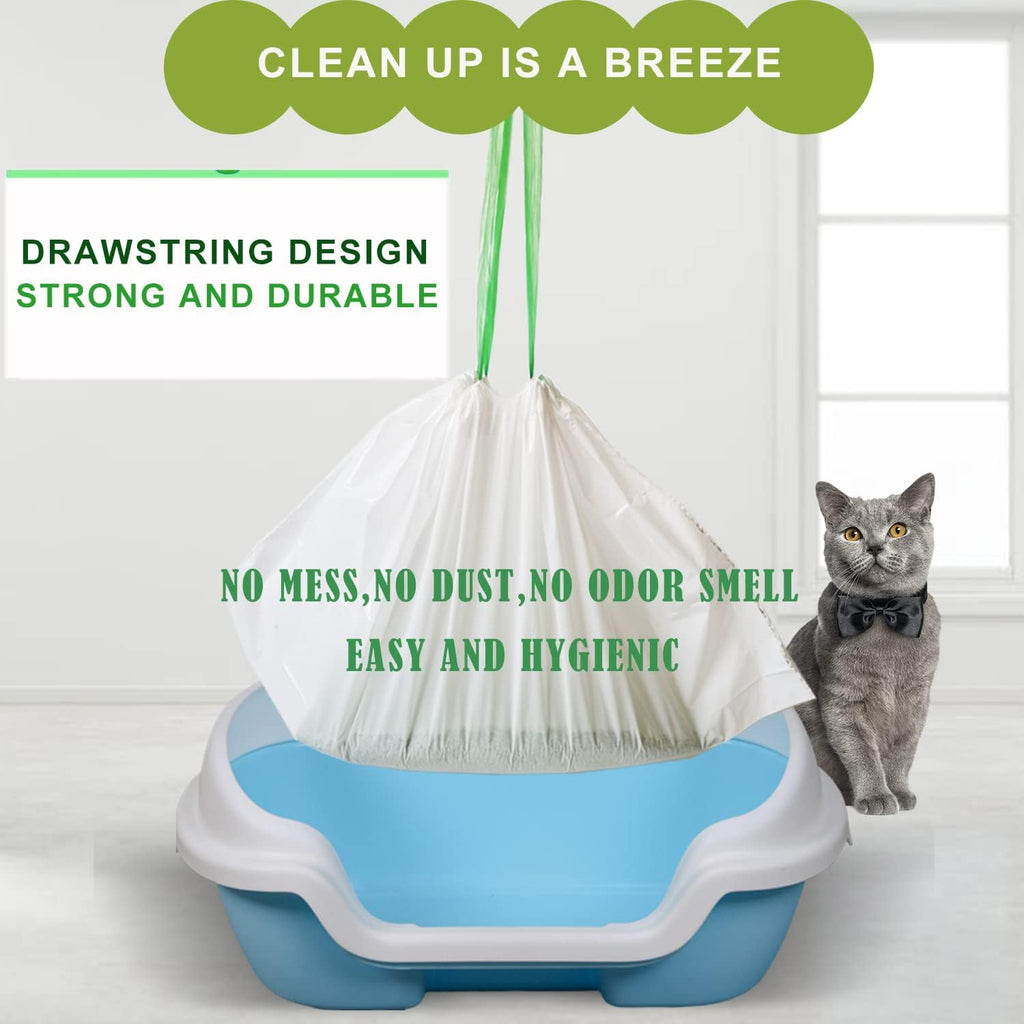 Jumbo Cat Litter Box Liners - 30 Count Extra Large Drawstring Bags, 4 Mils Thickness Pan Liner for Pet Cats and Kitties - 41" x 18" Oversized