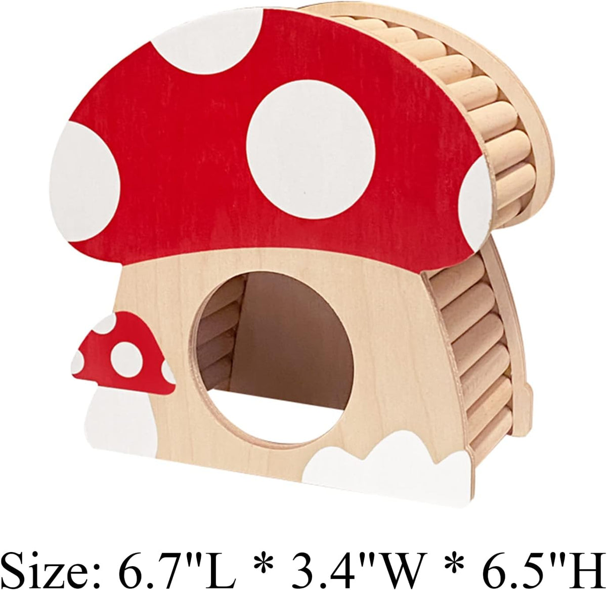 Hamster Mini House, Mushroom-Shaped Wood Hide Home for Dwarf Hamsters, Rat, Gerbils, Syrian, Mice, Small Animals Hideout Habitat Hut, Wooden Hamster Hideaway Toys, Indoor Cave Cage Accessories