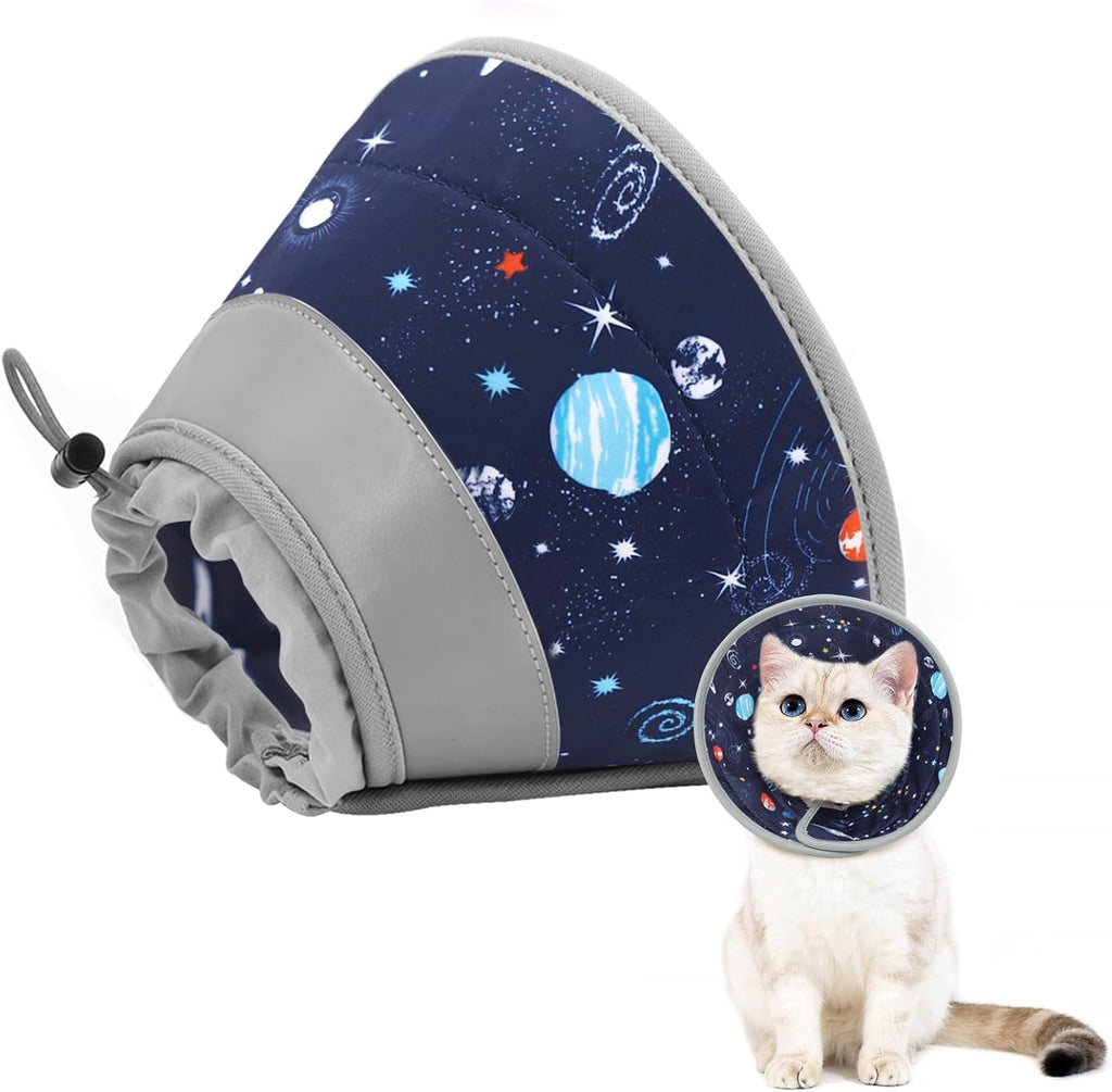 Cat Cone Collar Soft to Stop Licking, Adjustable, Foldable Lightweight Kitten Cones After Surgery Recovery for Cats & Kittens, Cat Cone Alternative, Easy Eating (Grey, M)