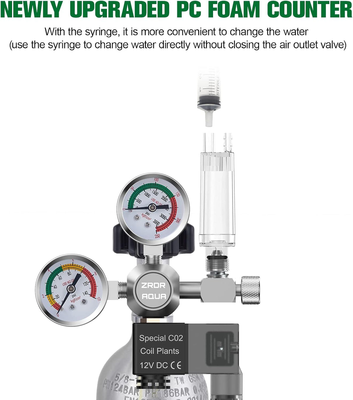 Co2 Bubble Counter, with Check Valve, for Threaded Connection of Co2 Generator Regulator Planting Aquarium