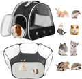 2-Pack Guinea Pig Carrier and Playpen Set - Breathable Pet Playpen Pop Open Outdoor/Indoor Exercise Fence, Portable Small Animal Backpack for Bearded Dragon, Rabbits, Hamster, Chinchillas