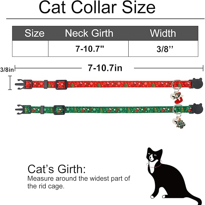 Christmas Cat Collar, Cotton 2 Pack Cat Collar - Image 3