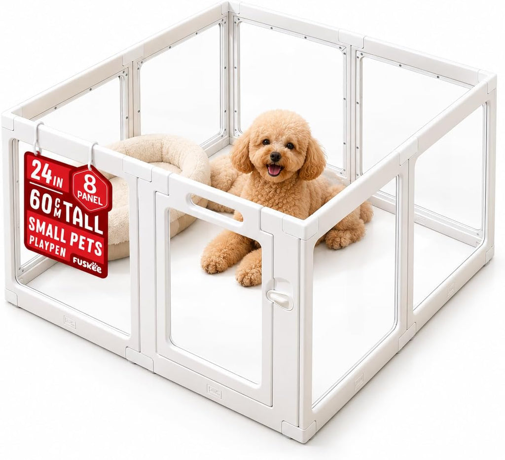 Fuskee Dog Playpen, Dog Crate, 24 Inch Tall Play Pen, Acrylic Playpen