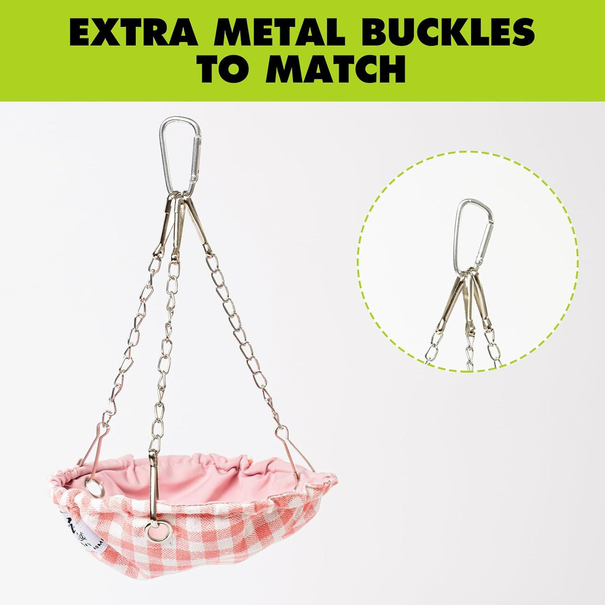 Hanging Bird Bed for Cage, Waterproof Plaid Bird Hammock, Swing Perch for Small Bird, Bird Cage Accessories, Hanging Swing Bed for Parrot, Parakeet, Canary (Pink)