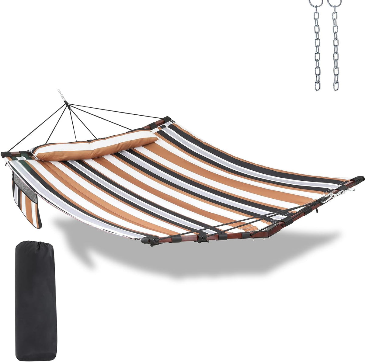 12FT 2 Person Hammock with Stand V-Shape Spreader Bar - Beige