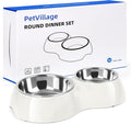 Double Dog Bowls Set – Non-Slip Pet Food & Water Dishes by Petvillage