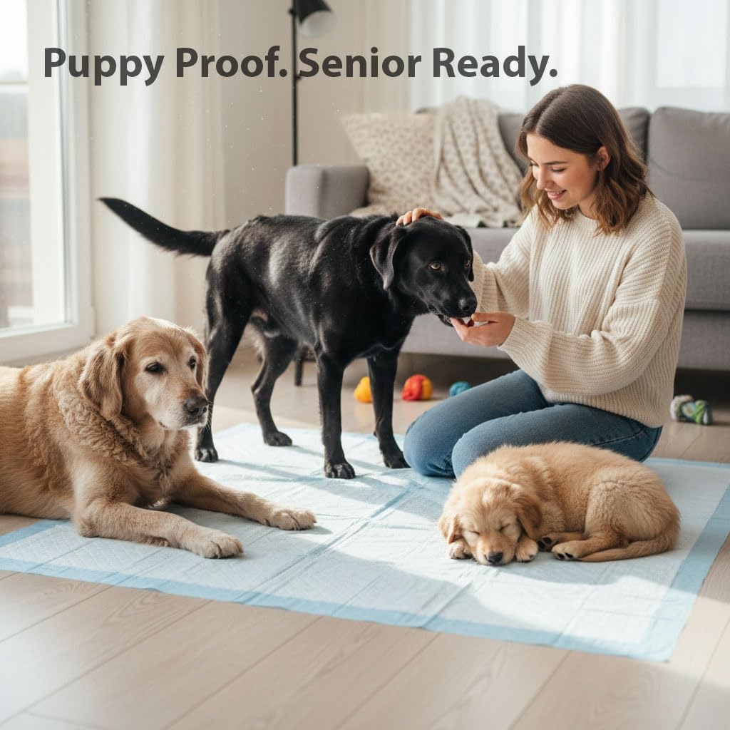 Large Dog Training Pads, 100 Count – 5-Layer Ultra Absorbent Puppy Pee Pads, Leak-Proof & Quick-Dry Surface, Potty Training Essentials for Dogs & Puppies (L, 100, Count)