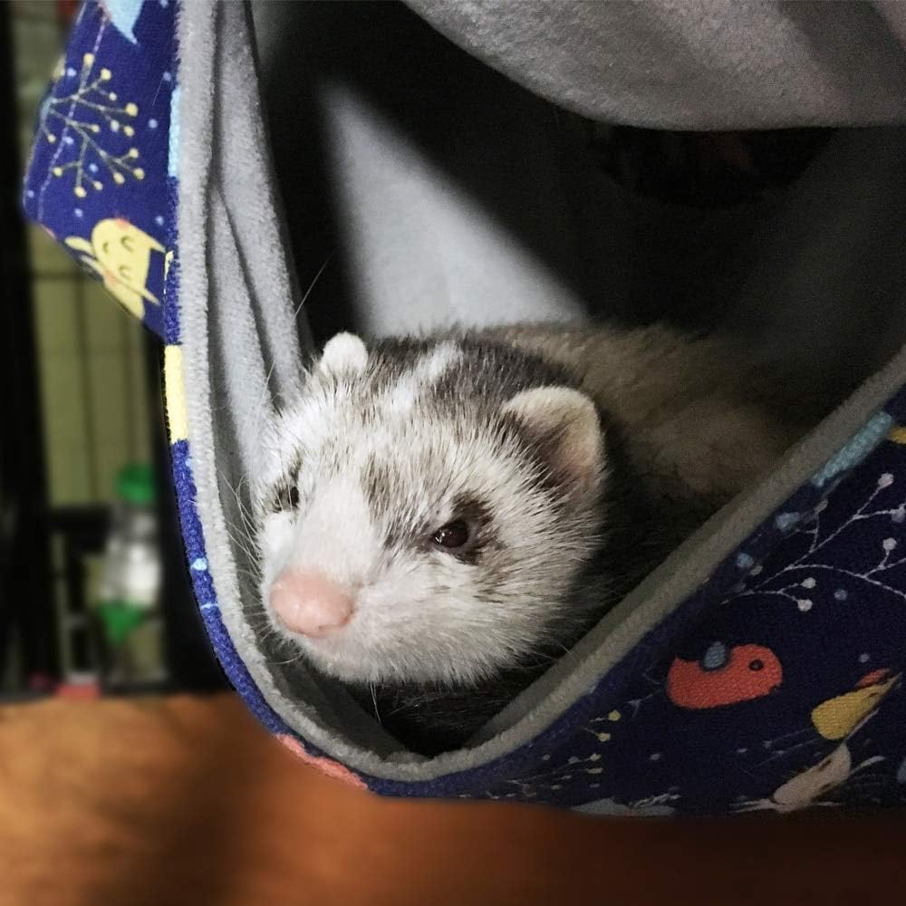 Ferret Rat Hammock Bed Nation Cage Accessories Kit Set Staff House and Hideouts Cave for Guinea Pig Ferret 13.8inch
