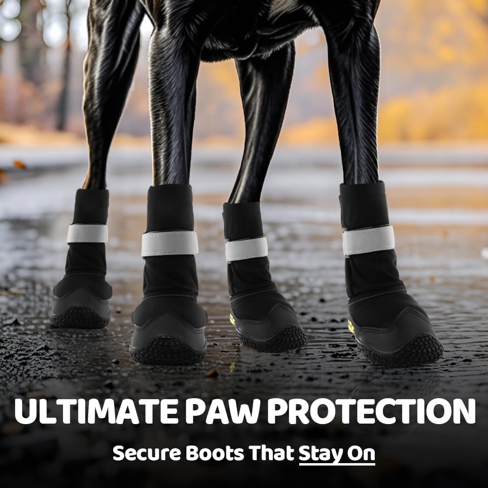 Hcpet Dog Shoes for Dogs, Dog Booties for Dogs, Anti-Slip Dog Boots & Paw Protectors for Hot Pavement Winter Snow Hiking with Reflective Straps