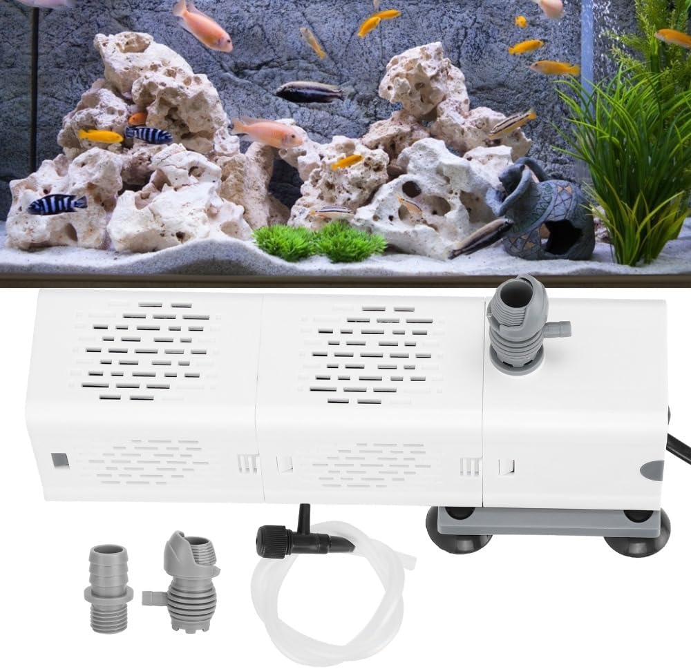 ZYN61 Submersible Aquarium Filter 6W 500L/H – 4-in-1 Water Pump with Multi-Layer Filtration for Fish Tank Cleaning and Oxygenation(US)