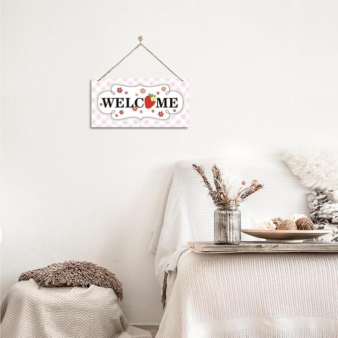 Welcome Sign for Front Door, Welcome Decor Wooden Hanging Sign for Girl Room - Image 6
