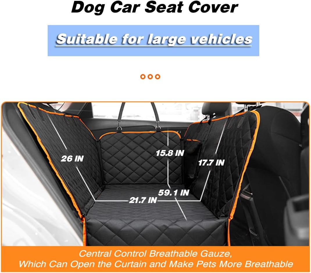 Dog Car Seat Cover, Back Seat Protector Pet Mat Hammock Dog Cover Fit for Cars/SUVS/Truck, Keeping Car Pristine Clean, 100% Waterproof Scratchproof Non-Slip Pet Seat Covers, Machine Washable