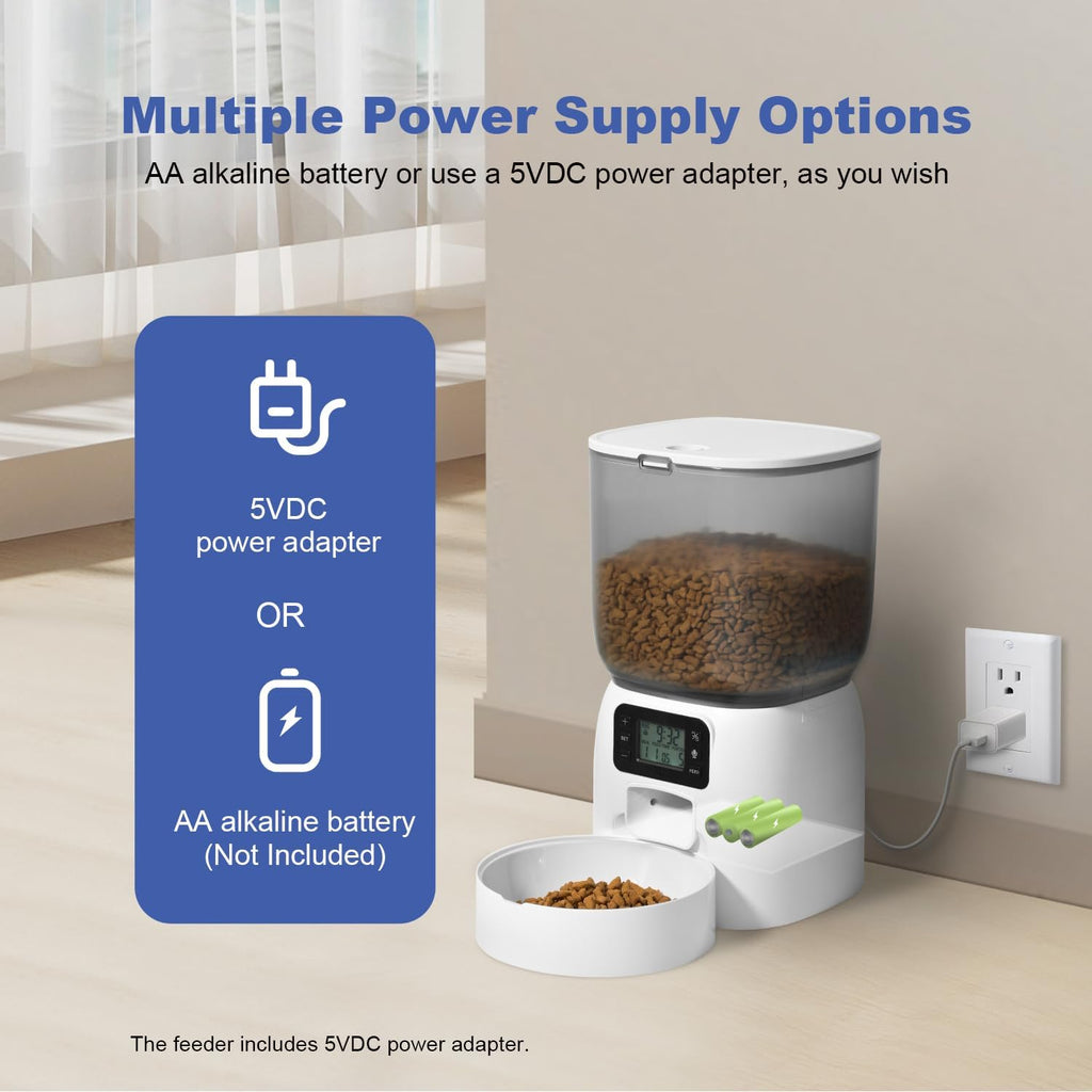 ANDOLL HOME Automatic Cat Feeder, Timed Cat＆Dog Dry Food Dispenser