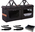 Large Cat Carrier for 2 Cats, Soft Sided Folding Pet Carrier with Litter Box, (16.5" x2) x12.6"x15.5" Dual Cabin with Zipper Locks, Comfortable Design for Travel