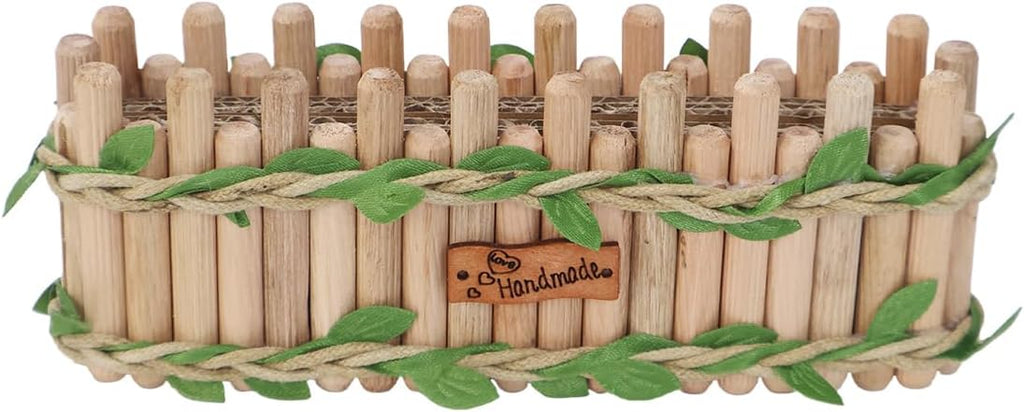 Hamster Cage Sprays Flower Foraging Holder - Natural Wood Feeding Stand, Small Pet Habitat Accessories for Hamsters Mouse Guinea Pig Dwarf Gerbils Syrian Mice (Lace - Rectangle)