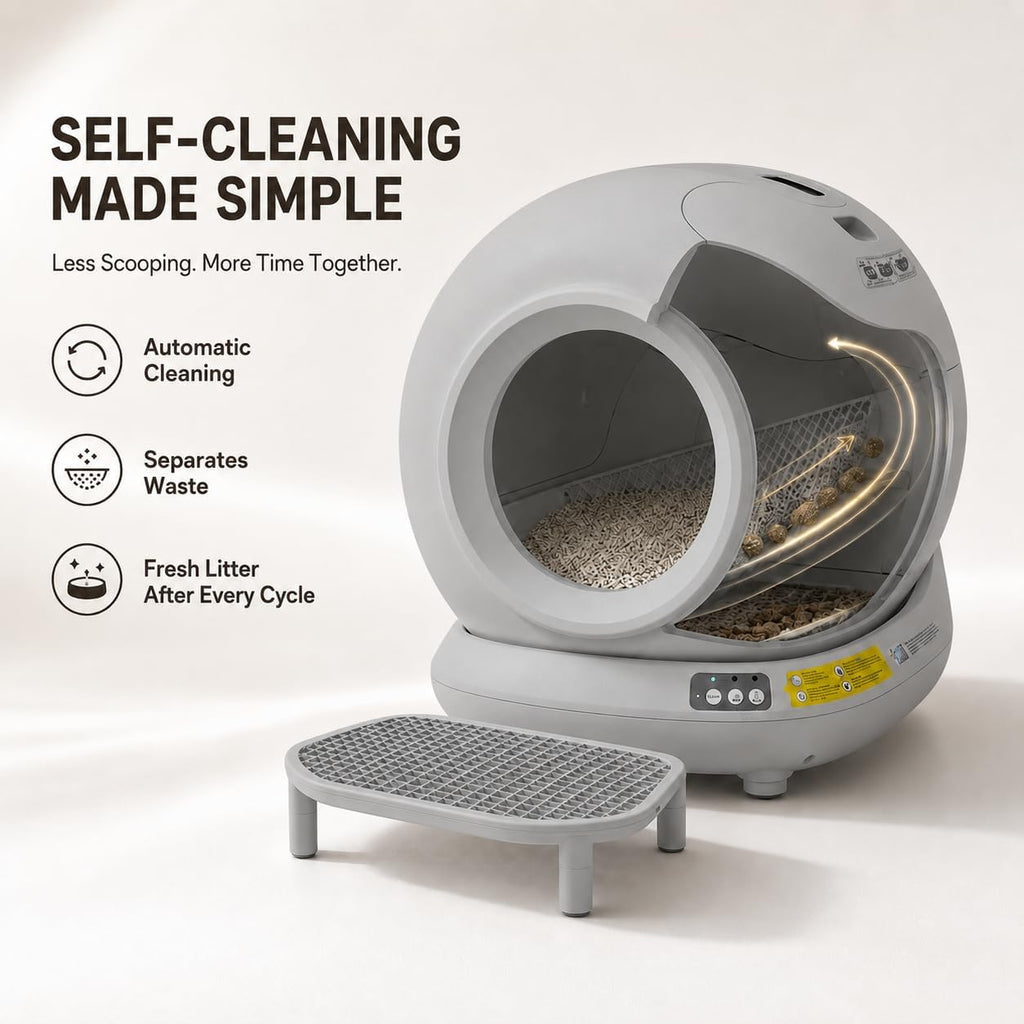 Smart Self-Cleaning Cat Litter Box with App Control & Odor Control