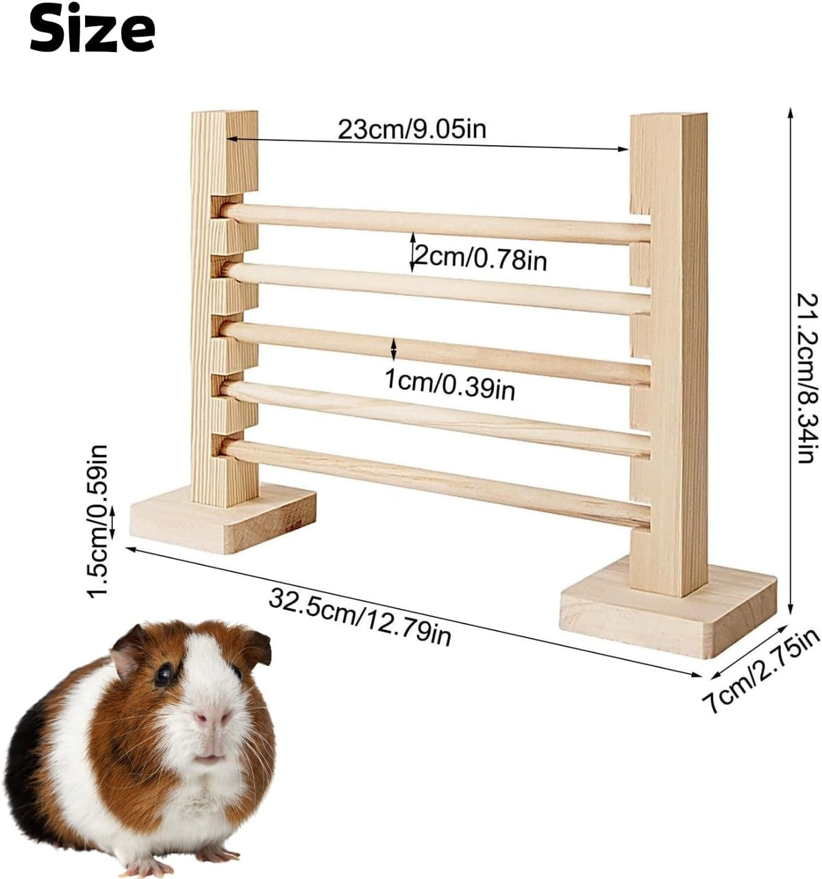 Guinea Pig Jump Bar Natural Wood Obstacle Game Activity Toys Set Adjustable Height Training Hurdles Exercise Small Animal Toys for Bunny Dwarf Rabbit Chinchilla (Wood)
