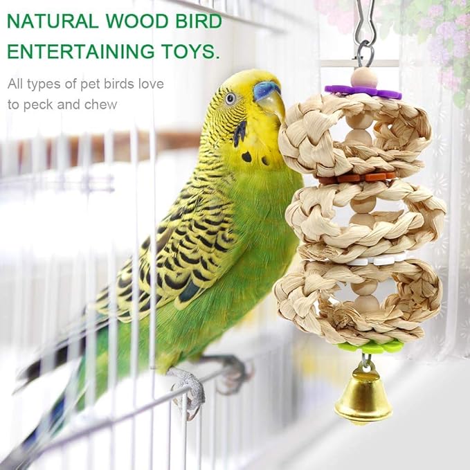 Bird Parrot Swing Toys, Chewing Standing Hanging Perch Hammock Climbing Ladder - Image 5