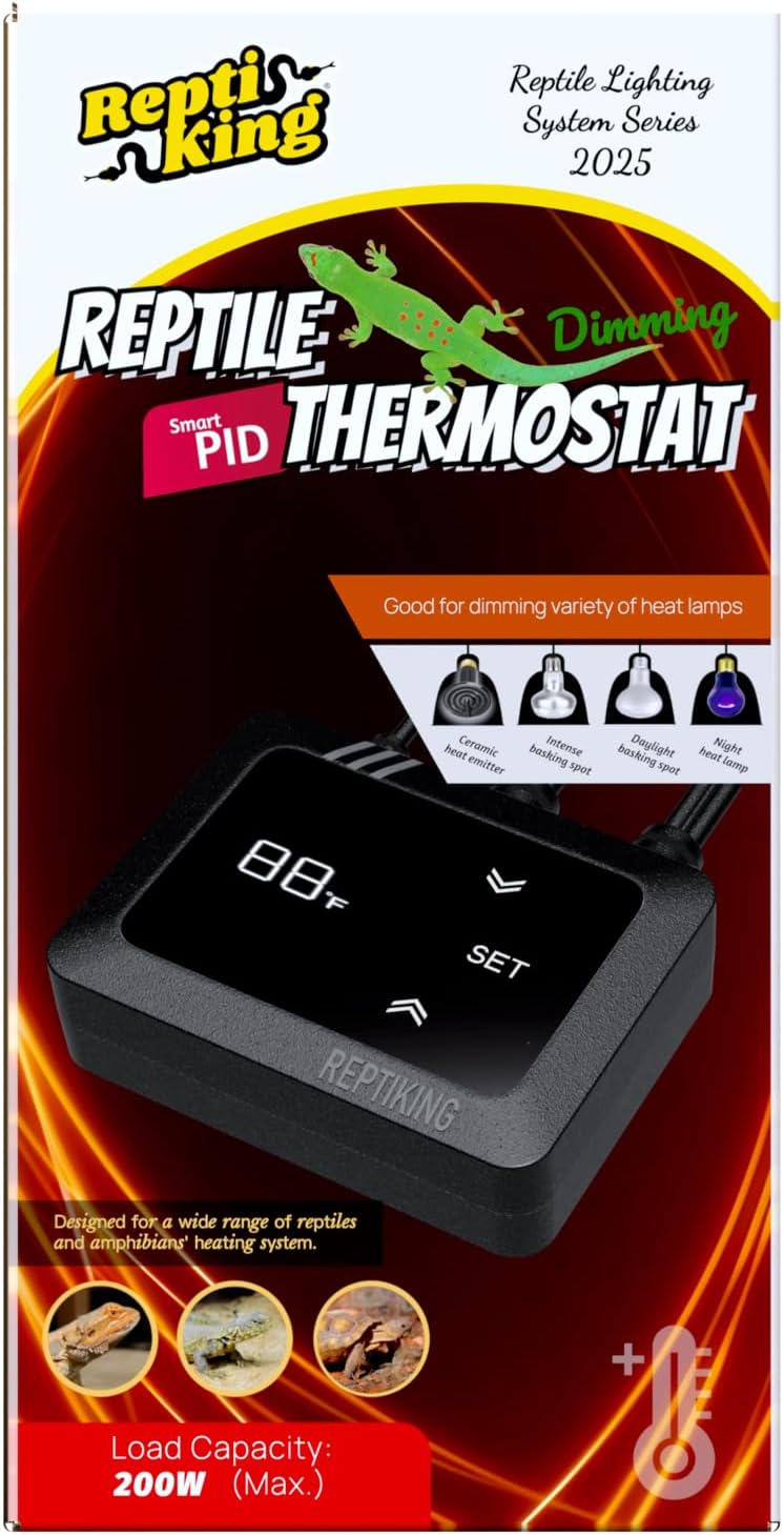 Reptile Dimming Thermostat, Heat Lamp Temperature Controller, Reptile Terrarium PID Digital Thermostat, Heating Controller for Basking Spot Heat Bulbs and Ceramic Heat Emitter