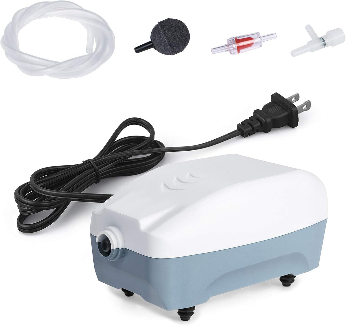 HITOP Upgraded 2W Adjustable Single Outlet Aquarium Air Pump, 44GPH Mini Quiet Fish Tank Aerator with Accessories, Oxygen Pump for Small Tank up to 40Gallon