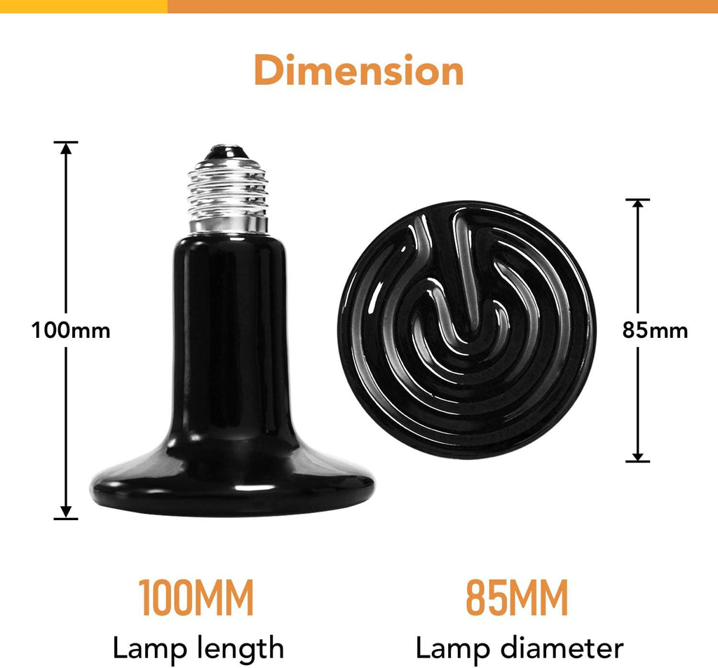 Simple Deluxe 150W Reptile Heat Bulb and 40-108 Degrees Fahrenheit Digital Thermostat Controller Included, for Amphibian Pet & Incubating Chicken, Black