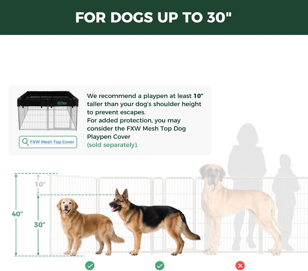 FXW Homeplus Indoor Dog Playpen, 40" H, 8 Panels, for Medium & Large Dogs
