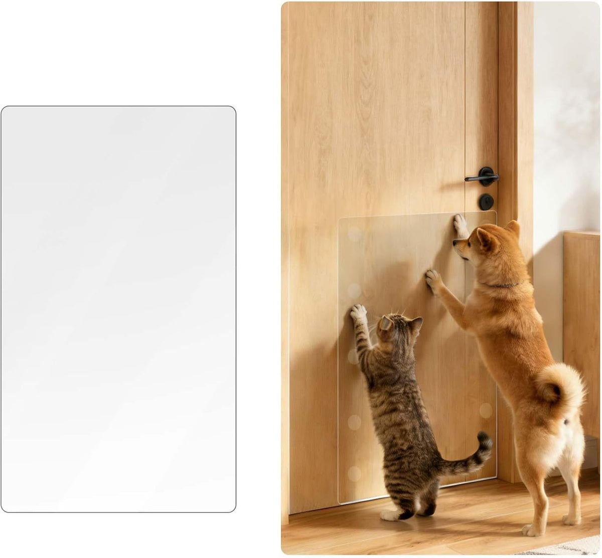 In hand Heavy Duty Door Scratch Protector for Dogs & Cats, 36" x 24" Extra Large Clear Door Guard, Thickened Anti-Scratch Shield with Strong Removable Adhesive Pads, No Residue & Safe for Doors