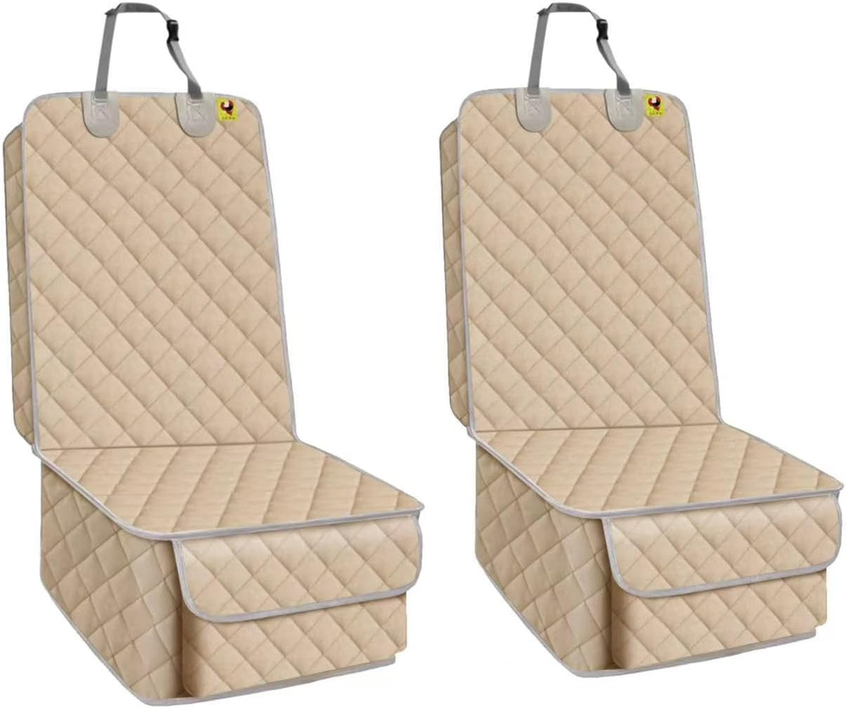 Bark Lover Car Seat Covers Front Seats,Car Seat Protector for Dogs,Scratch-Proof Dog Car Seat Cover,Universal Fit for Cars Trucks SUVs(Warm Beige,2 Pack)