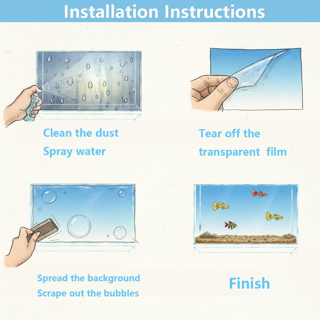 Aquarium Background - Static Cling Fish Tank Sticker - Black Blue Gradient | Easy Install for Glass Tanks, No Residue, Reusable 40 x 30 cm / (16 x 12 inches)