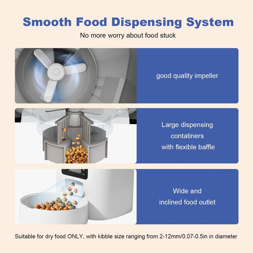 ANDOLL HOME Automatic Cat Feeder, Timed Cat＆Dog Dry Food Dispenser