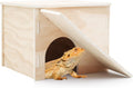 Bearded Dragon Hide Cave, Wooden Reptile Hideout with Climbing Ramp