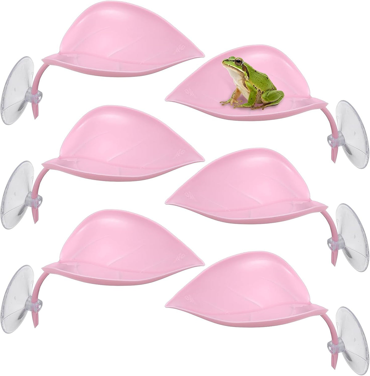 Reptile Leaf Resting Platform with Suction Cups Pink 6Pcs