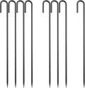 24 Inch J Hook Rebar Stakes, Extra Heavy Duty Ground Stakes 8 Pcs
