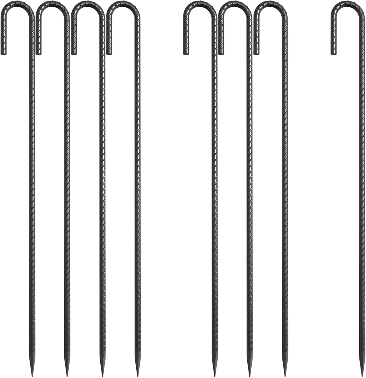 24 Inch J Hook Rebar Stakes, Extra Heavy Duty Ground Stakes 8 Pcs