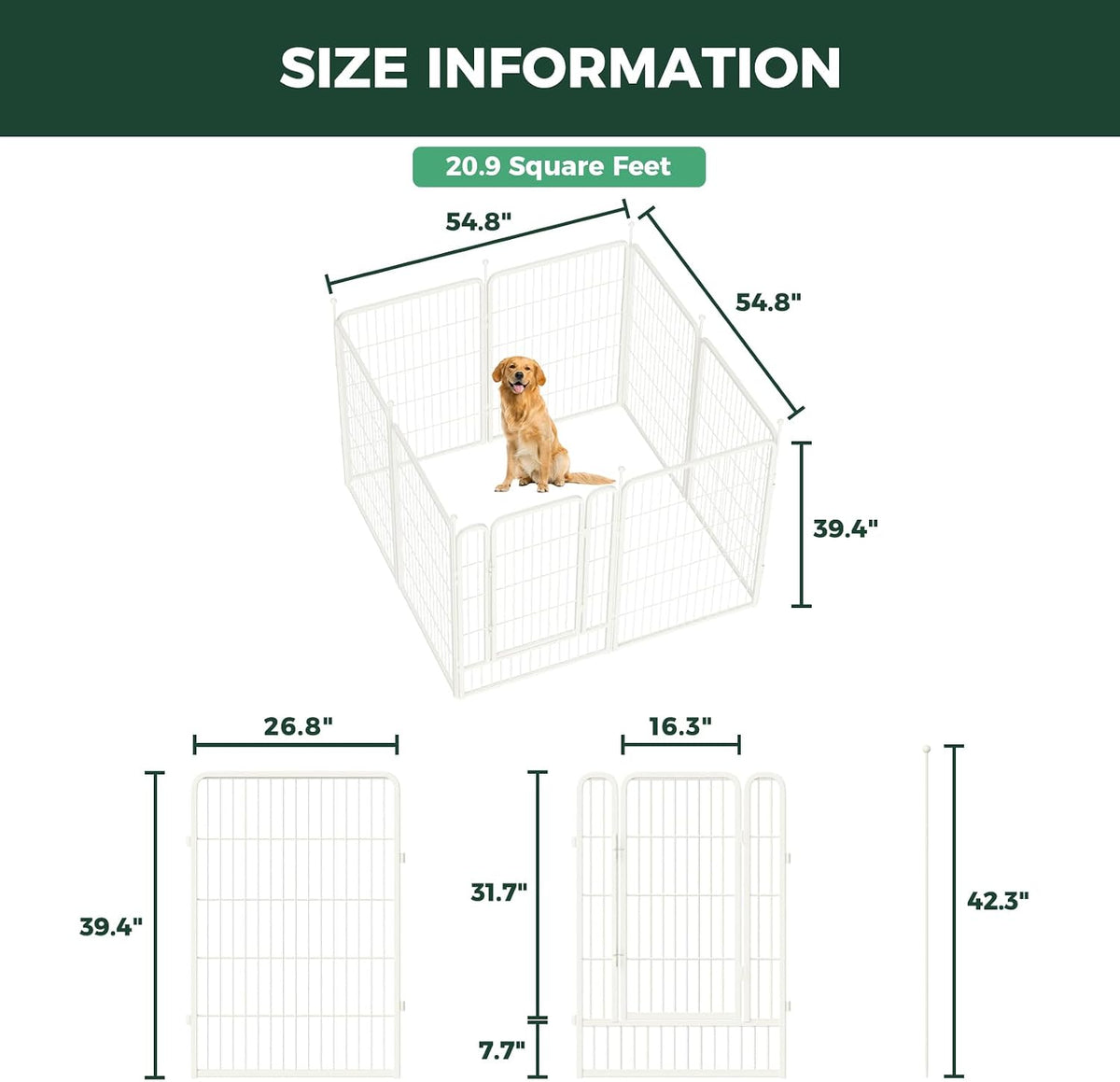 FXW Rollick Dog Playpen, Indoor, Yard & RV Camping, 40" H, 8 Panels