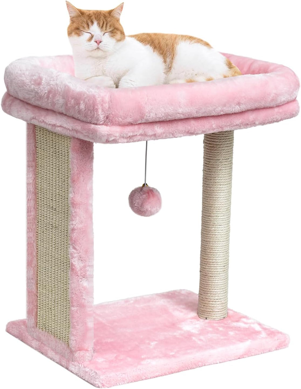 SYANDLVY Cat Tree with Scratching Post for Indoor Cats, Scratching Board with Perch, Cat Post Scratcher with 2 Dangling Balls, Great for Kittens, Grey