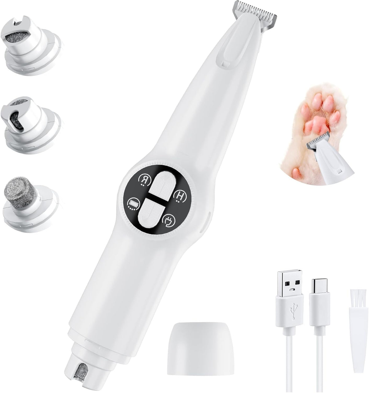 Mcbazel 2 in 1 Pet Micro Precision Trimmer & Nail Grinder, Multifunctional Rechargeable Pet Shaver Hair Nail Trimmer with LED Light for Paws Eyes Ears Face Buttocks for Large/Small Dogs and Cats