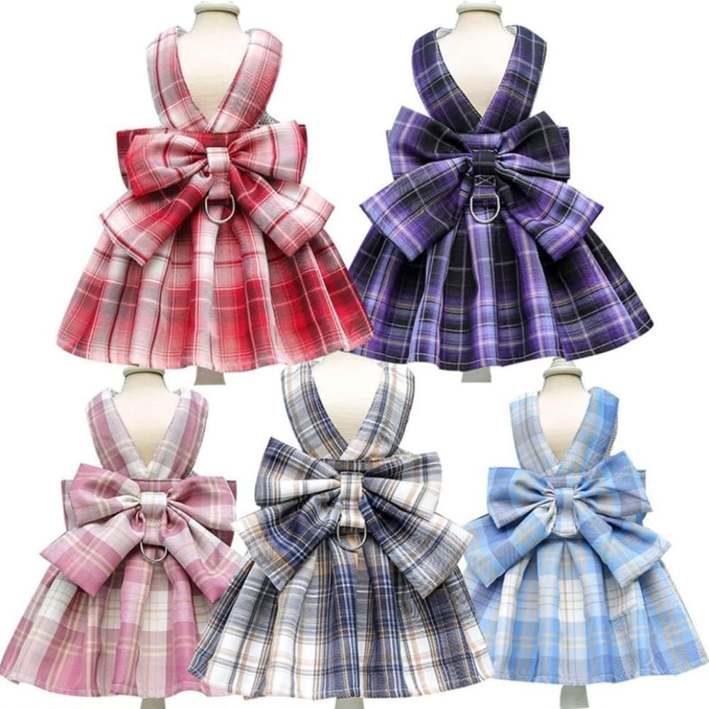 Rabbit Harness and Leash for Walking Escape Proof - Cute Skirt Mesh Breathable Bunny Vest Harness Outdoor Camping Hiking Training - Also Suit for Ferret Kittn Puppy Small Animals (X-Small,Pink)